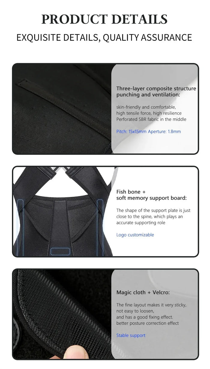Posture brace sizing chart by waist measurement